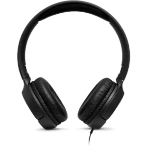 JBL Tune 500 Wired On-Ear Headphones, Deep  Pure Bass Sound, 32 mm Drivers, 1-Button Remote/Mic, Foldable Design, Hands-Free Calling, Tangle-Free Flat Cable, Voice Assistant - Black, JBLT500BLK