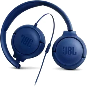 JBL Tune 500 Wired On-Ear Headphones, Deep  Pure Bass Sound, 32 mm Drivers, 1-Button Remote/Mic, Foldable Design, Hands-Free Calling, Tangle-Free Flat Cable, Voice Assistant, Blue | JBLT500BLU
