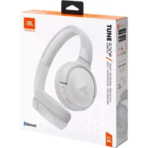 JBL Tune 520BT Wireless On-Ear Headphones, Pure Bass Sound, 57H Battery with Speed Charge, Hands-Free Call + Voice Aware, Multi-Point Connection, Lightweight & Foldable, White | T520BTWHT