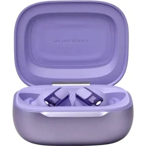 JBL Live Beam 3 Wireless Earbud Headphones, Up to 48 Hours Battery Life, Personi-fi 3.0, True Adaptive Noise Cancelling & Signature Sound, IP55 Waterproof, with Earplugs, Purple | JBLLIVEBEAM3PUR