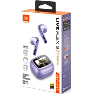 JBL Live Flex 3 Wireless Earbud Headphones, True Adaptive Noise Cancelling, High Resolution Signature Sound, BT 5.3, 50H Battery Life, IP54 Waterproof, Open-Back Stick Design, Purple| JBLLIVEFLEX3PUR