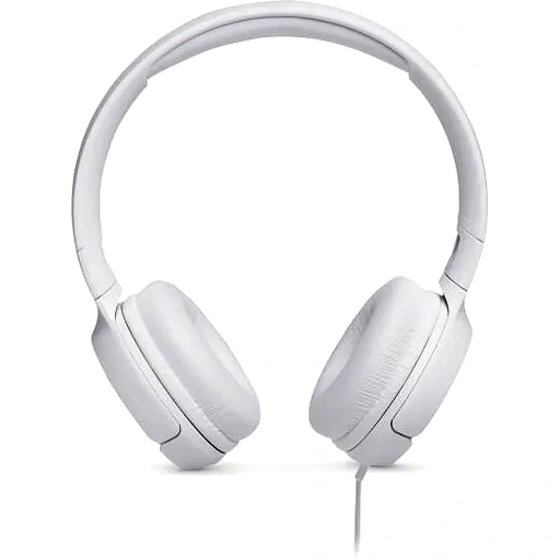 JBL Tune 500 Wired On-Ear Headphones, Deep Pure Bass Sound, 32 mm Drivers, 1-Button Remote/Mic, Foldable Design, Hands-Free Calling, Tangle-Free Flat Cable, Voice Assistant, White| JBLT500WHT