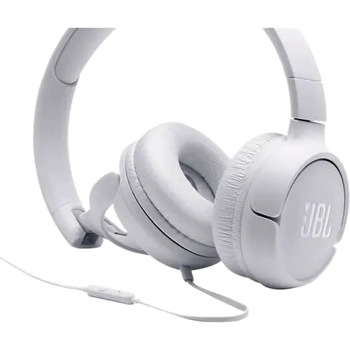 JBL Tune 500 Wired On-Ear Headphones, Deep Pure Bass Sound, 32 mm Drivers, 1-Button Remote/Mic, Foldable Design, Hands-Free Calling, Tangle-Free Flat Cable, Voice Assistant, White| JBLT500WHT - Image 4