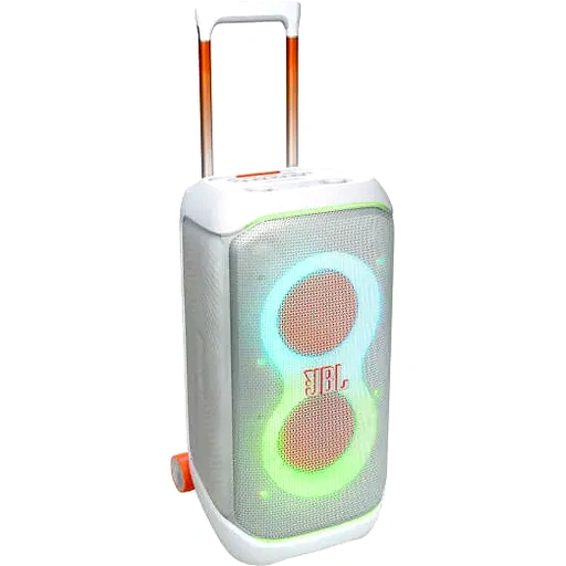 JBL PartyBox Stage 320 Portable Bluetooth Speaker, With Wheels, 5.4 Bluetooth, 240W, Splash Proof, Multi Speaker Connection, Dual Mic & Guitar Inputs, 18H Max Playing Time, White | JBLPBSTAGE320SW - Image 2