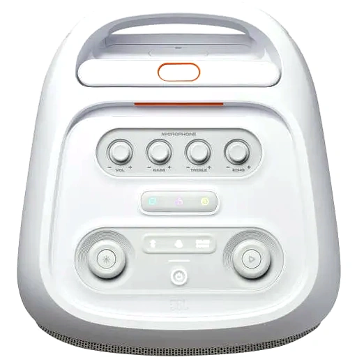 JBL PartyBox Stage 320 Portable Bluetooth Speaker, With Wheels, 5.4 Bluetooth, 240W, Splash Proof, Multi Speaker Connection, Dual Mic & Guitar Inputs, 18H Max Playing Time, White | JBLPBSTAGE320SW - Image 8