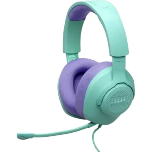 JBL Quantum 100M2 Wired Gaming Headphones, 40mm Dynamic Drivers, Detachable Boom, Directional Microphone Pick-Up Pattern, Fabric-Covered Memory Foam Ear Cushions, 1.2m Cable, Cyan | JBLQTUM100M2CYN