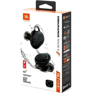 JBL Endurance Race 2, True Wireless Bluetooth Earbuds, 48 hrs Battery, IP68 Water and Dust Resistance, Noise Cancellation, Pure Bass Sound, Smart Ambient, Sports Modes, Black - JBLENDURACE2BLK