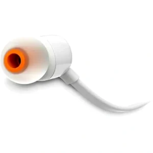 JBL Tune 110 Wired In-Ear Headphones With  Pure Bass Sound, 9mm Drivers, Built-in Microphone, Convenient Single-Button Remote, Tangle-free Flat Cable, White | JBLT110WHT