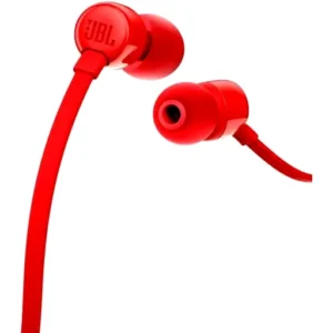 JBL Tune 110 Wired In-Ear Headphones With  Pure Bass Sound, 9mm Drivers, Built-in Microphone, Convenient Single-Button Remote, Tangle-free Flat Cable, Red | JBLT110RED