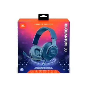 JBL Quantum 100 Wired Over Ear Gaming Headset with Flip-Up Mic, 40mm Dynamic Drivers, Controls & Mic on Left Earcup, Memory Foam Cushions, Multi-Platform Compatible, 3.5mm, Blue | QUANTUM100-BL