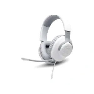 JBL Quantum 100 Wired Over Ear Gaming Headset with Flip-Up Mic, 40mm Dynamic Drivers, Controls & Mic on Left Earcup, Memory Foam Cushions, Multi-Platform Compatible, 3.5mm, White | QUANTUM100-WH