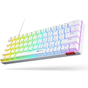 BAYTION Mechanical Gaming Keyboard, 61 Keys Ultral Compact Wired Keyboard with Blue Switches and R GB Backlit for i OS, Android and Windows, White