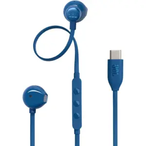 JBL TUNE 305C USB Wired Hi-Res Headphones, 12.5 mm Dynamic Driver, EQ Presets Control, Tangle-free Flat Cable, 20Hz-40 kHz Frequency Response, Built-in Mic, USB-C Connectivity, Blue | JBLT305CBLU