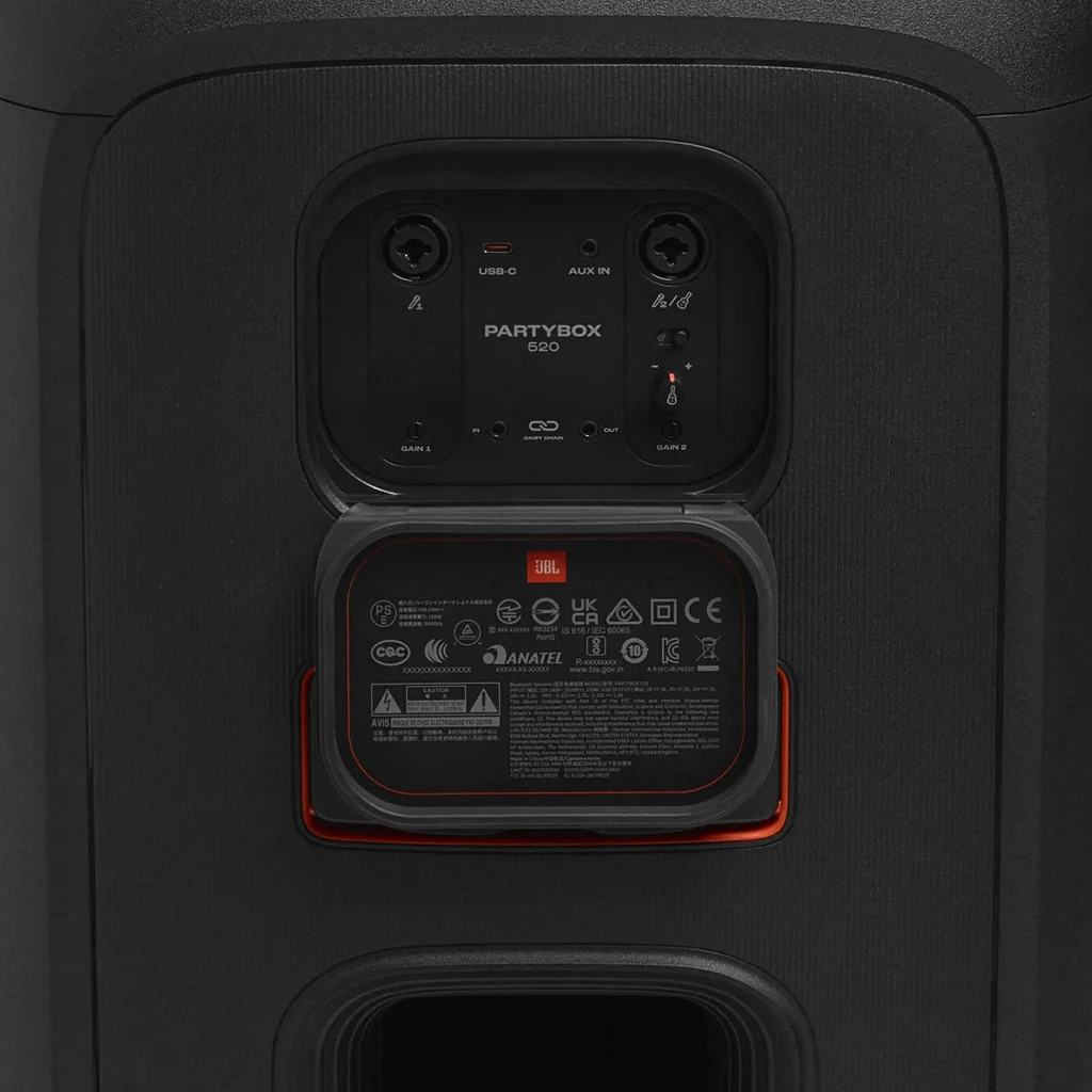 JBL PartyBox 520 Portable Bluetooth Speaker, 400W Output Power, 40 Hz-20 kHz Frequency Response, AI Sound Boost, Lightshow, Auracast Multi-Speaker Connection, IPX4 Splash Proof, Black | JBLPARTYBOX520 - Image 13