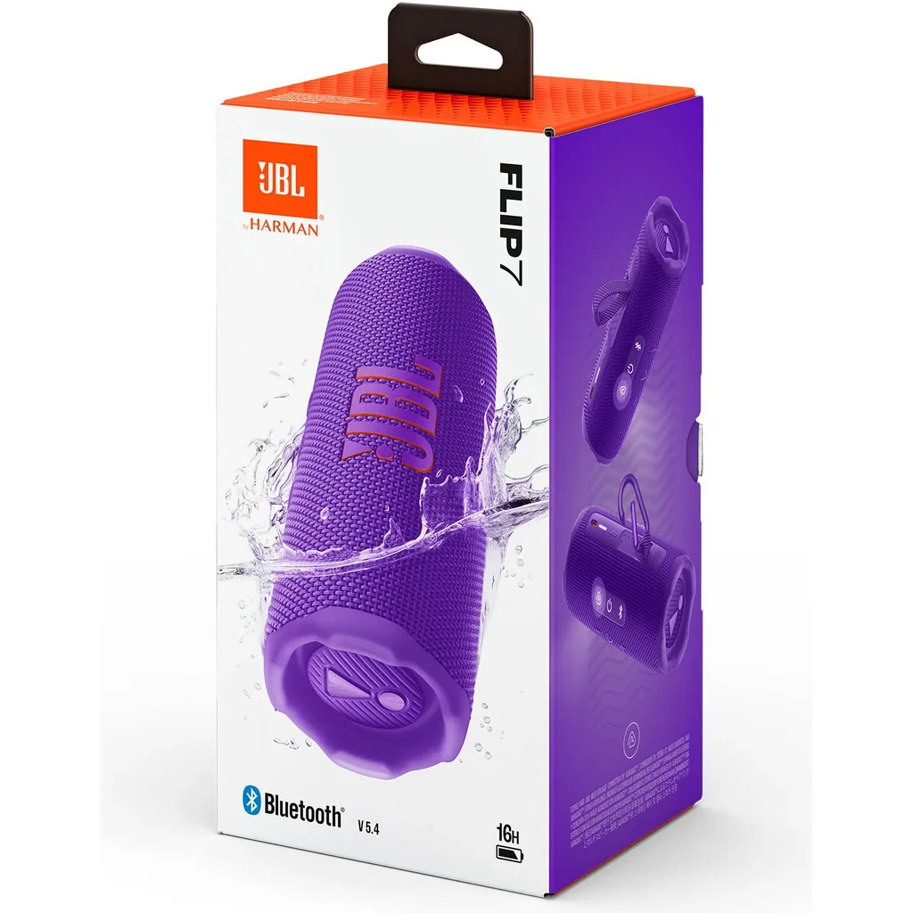 JBL Flip 7 Portable Bluetooth Speaker, Bluetooth 5.4 Version, 25 W RMS for Woofer, 10 W RMS for Tweeter, Lossless Audio Playback, Waterproof, Dustproof, & Drop-Proof, Purple | JBLFLIP7PUR - Image 7