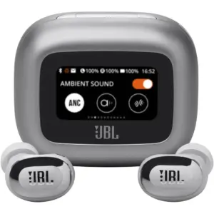 JBL Live Buds 3 True Wireless Earbuds, 10mm Driver Size, 6 Microphones, True Adaptive Noise Cancelling, JBL Spatial Sound, Bluetooth 5.3, 40 Hours of Playback, Silver | JBLLIVEBUDS3SILAM
