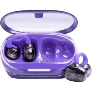 JBL Soundgear Clips Open Ear Wireless Earbuds, JBL OpenSound Technology, Adaptive Bass Boost, 32 Hours Battery Life, Bluetooth 5.4, IP54 Protection, Hands Free Calls, Purple | JBLSNDGEARCLPUR