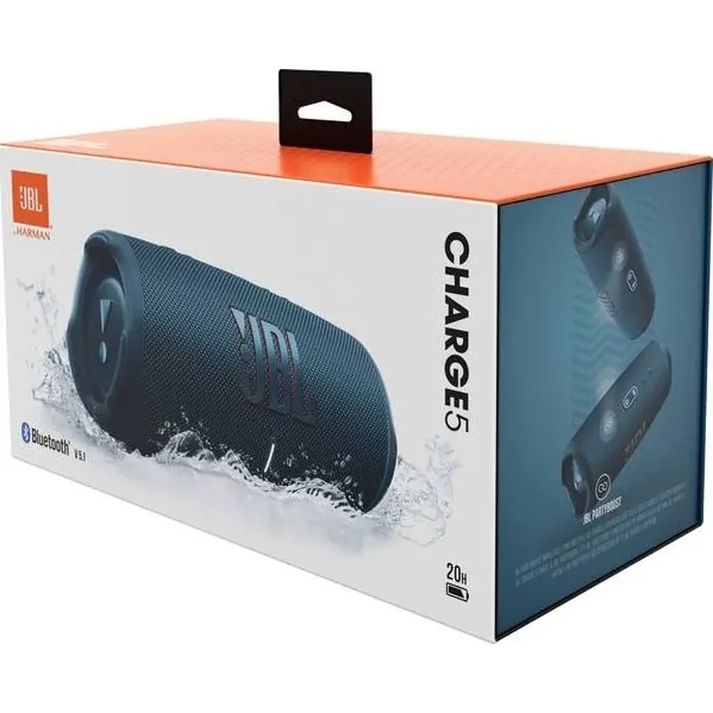 JBL Charge 5 Bluetooth Speaker, For Outdoor, Water Proof, Dustproof Rating, Use Up To 20 Hours Playback, Pair Up To Two Mobile Devices at Once, USB Type-C Connectivity, Blue | CHARGE5-BL - Image 5