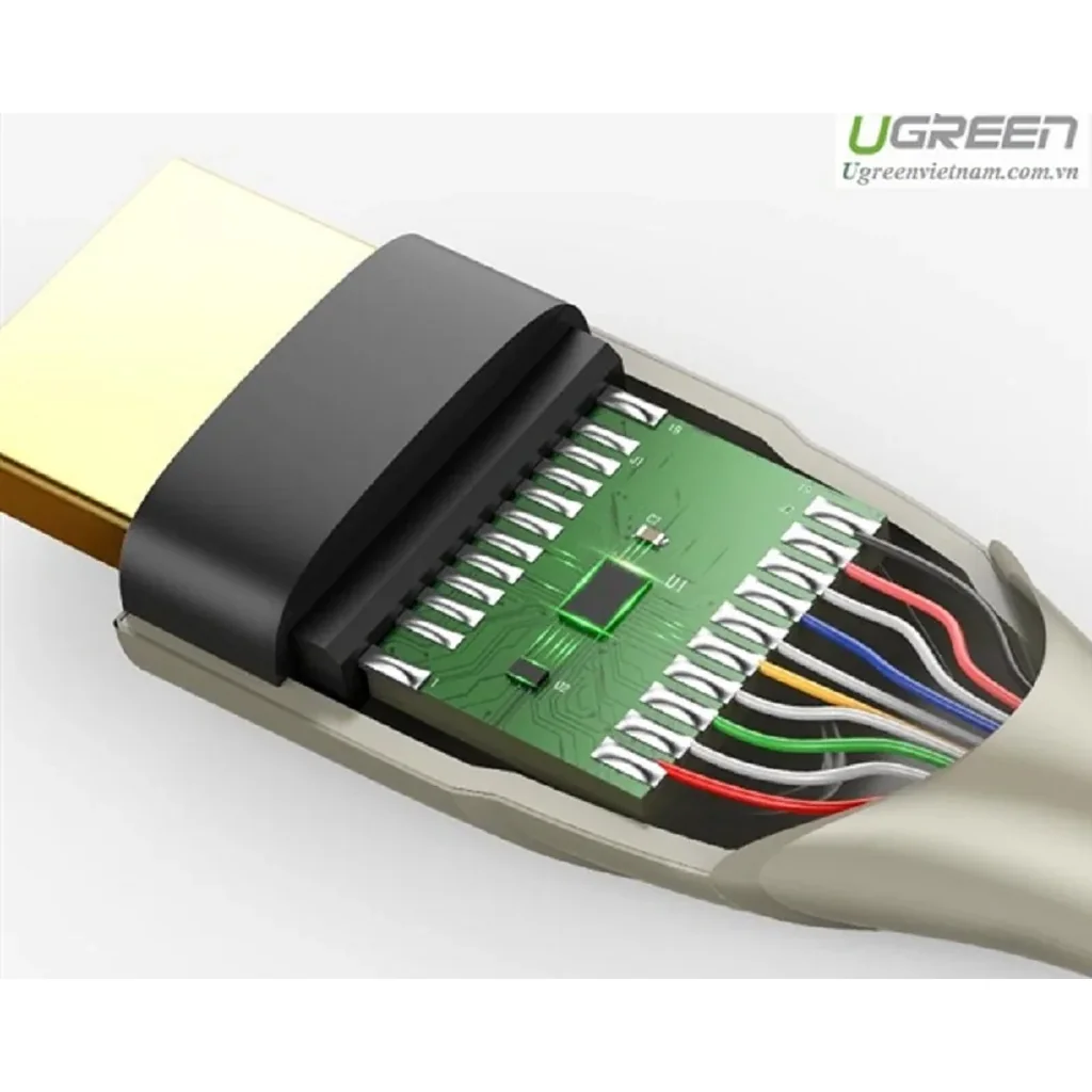 Ugreen HDMI 2.0 Carbon Fiber Zinc Alloy Cable, 3 Meter Length, 24K Metal Plated Cable Head, Gray | 50109 - Image 4