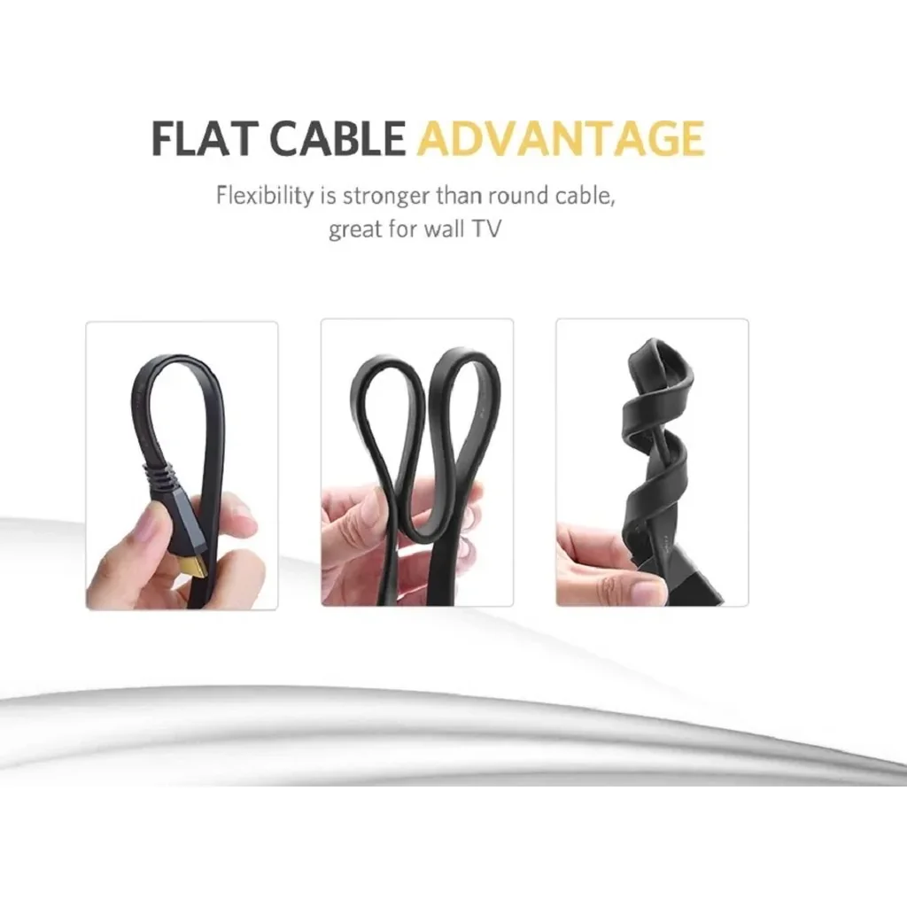 UGreen HDMI 2.0 Flat Cable, Supports Resolution Up to 4Kx2K@60Hz, 18 Gbps Transmission Speed, Flat Design, 24K Gold Connectors, 3 Meter Cable Length, Black | 50820 - Image 5