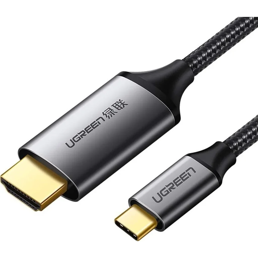 Ugreen USB-C to HDMI Male to Male Cable, Nylon Braided Cable + Aluminium Case, Supports HDCP 1.4/2.2, 4K (3840x2160)@ 60Hz, USB-C & Thunderbolt 3, 1.5 Meter, Gray Black | 50570