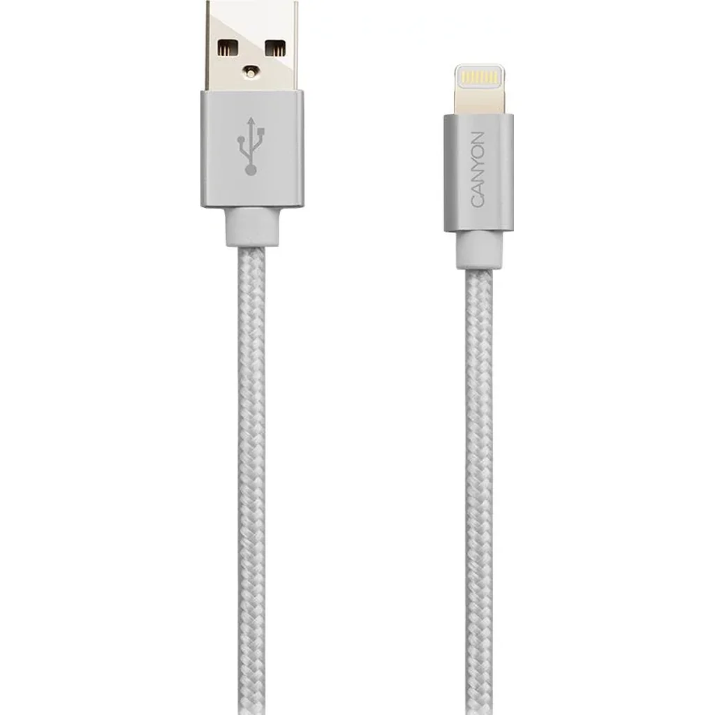 Canyon MFI-3 Charge & Sync MFI Braided Cable, With Metalic Shell, USB to Lightning, Certified by Apple, Length 1m, OD2.8mm, Pearl White | CNS-MFIC3PW - Image 4