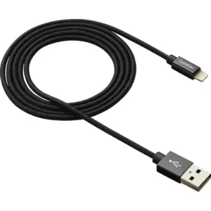 Canyon MFI-3 Charge & Sync MFI Braided Cable, With Metalic Shell, USB to Lightning, Certified by Apple, Length 1m, OD2.8mm, Black | CNS-MFIC3B