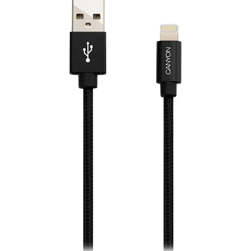 Canyon MFI-3 Charge & Sync MFI Braided Cable, With Metalic Shell, USB to Lightning, Certified by Apple, Length 1m, OD2.8mm, Black | CNS-MFIC3B - Image 3