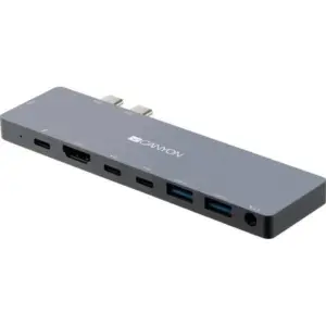 Canyon DS-8 8 In 1 Multiport Docking Station, Type C PD 100W, Type C Data + HDMI + USB3.0 + Audio, Input 100-240V, Aluminium Alloy, Space Gray | CNS-TDS08DG