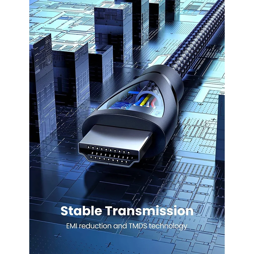 Ugreen HDMI 8K Ultra High Speed Cable, Male to Male with Braided, 5 Meter Length, Support 3D And Lip Sync, 48 Gbps, Nickle Plated, Black | 80405 - Image 5