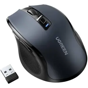 Ugreen Wireless Ergonomic Silent Click Mouse, 5 Level 4000 DPI, 6 Buttons, 2.4G USB Cordless, With Nano Receiver, For Laptop / Computer / PC / MacBook / Chromebook, Black | 90545