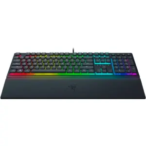 Razer Ornata V3 Low Profile Mecha-Membrane Wired Keyboard, UV Coated Keycaps, 10 RGB Lighting Zones, 1000 Hz Ultrapolling, Wrist Rest, Clicky Keystrokes, US English Layout, Black | RZ03-04460100-R3M1