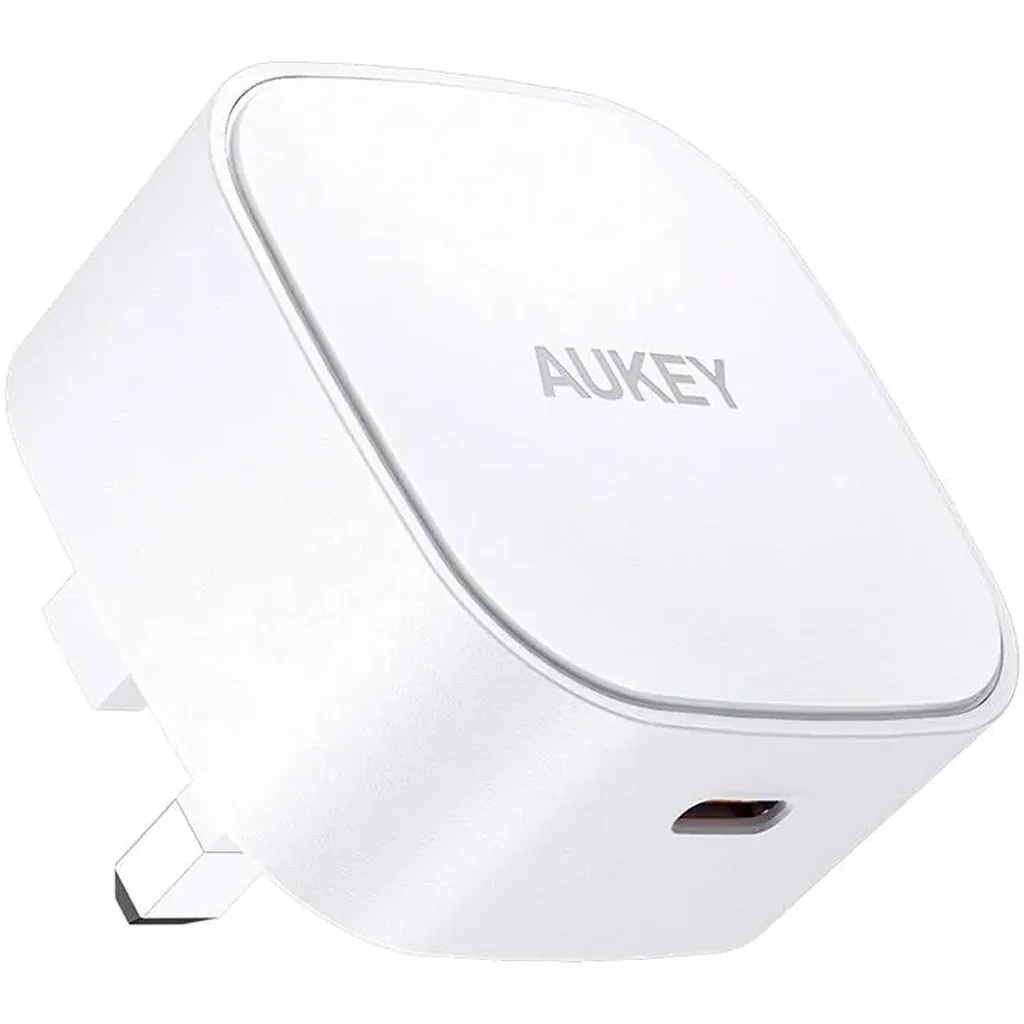 Aukey USB-C Mini Compact Charger, 20W Power Delivery Charging, Universal Compatibility, 0.5 Amps Output Current, AC 100 - 240 Volts Input Voltage, White | PA-Y25-WH