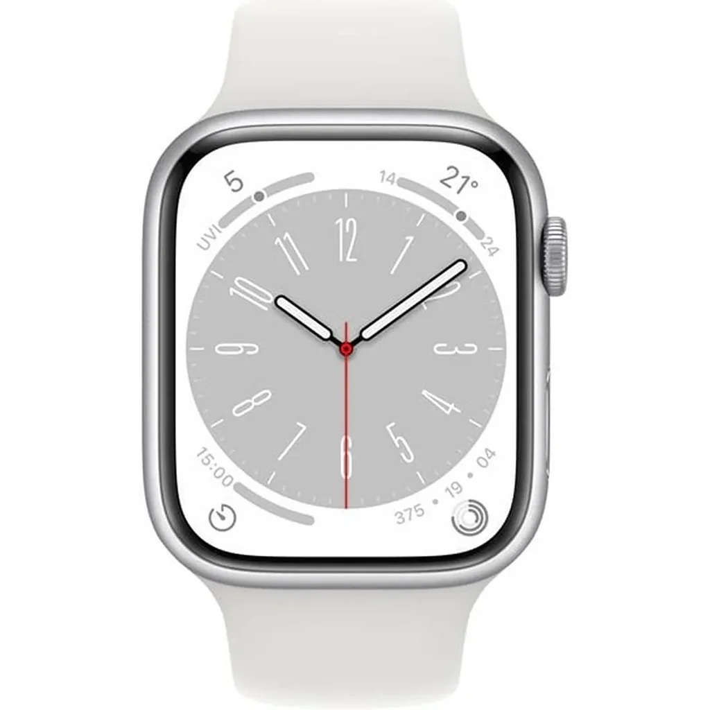 Apple Watch Series 8, GPS 45mm Silver Aluminum Case with White Sport Band, Regular | MP6N3AE/A - Image 2