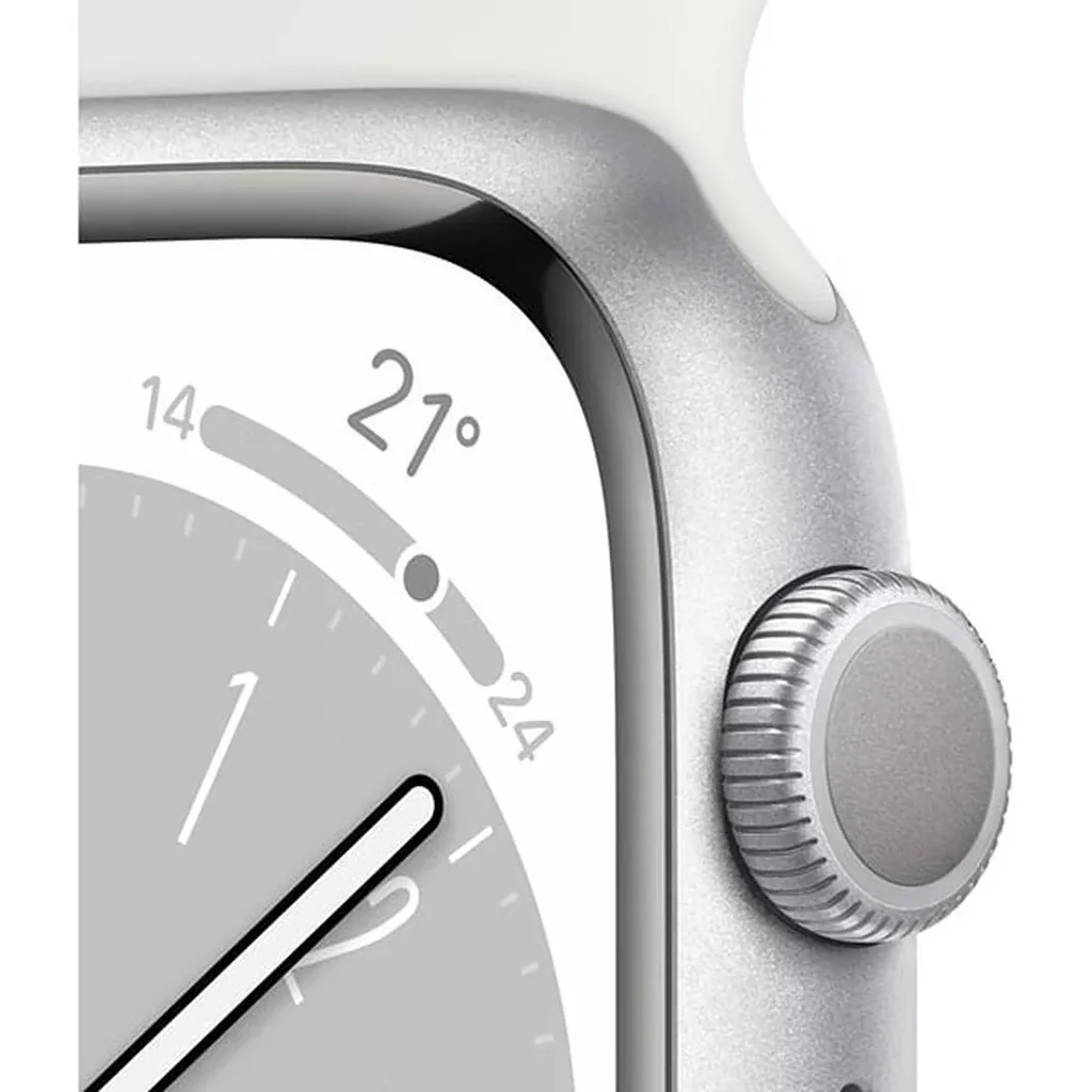 Apple Watch Series 8, GPS 45mm Silver Aluminum Case with White Sport Band, Regular | MP6N3AE/A - Image 3