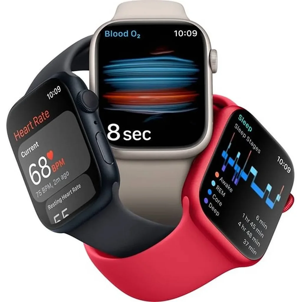 Apple Watch Series 8, GPS 45mm Silver Aluminum Case with White Sport Band, Regular | MP6N3AE/A - Image 5