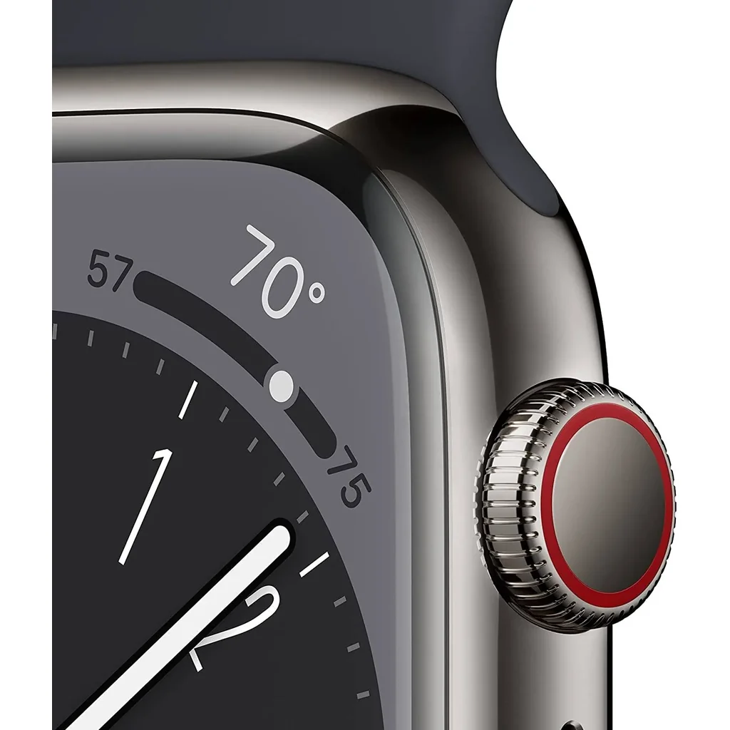 Apple Watch Series 8, GPS + Cellular Connectivity, 45mm Size, Graphite Stainless Steel Case, With Sport Band, Crack Dust Resistant, All Day Battery Life, Midnight | MNKV3ZA/A - Image 4