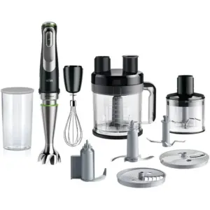 Braun MultiQuick 9 MQ 9195XLI Immersion Blender, Active PowerDrive Technology, 1200W Motor, 3 Speed Modes, ActiveBlade & imode Technology, 600ml Beaker, XL Food Processor, Silver-Black