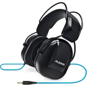 Alesis DRP100 Audio Isolation Electronic Drums Headphones, For Electronic Drum Monitoring, Over-Ear Isolating Design, 40mm Drivers, Sweat-Proof Silicone Band, 1/4" Adapter,18cm Cable, Black | DRP100