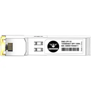 COMMANDO 1G RJ-45 Transceiver, Copper 1000 Base-T SFP, Std, Hot Swappable, 1.25 Gbps Data, Single/Multi-Mode Fiber, 100m Range | CMD-UTP-1G
