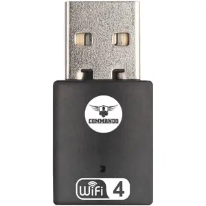 COMMANDO Wireless USB Network Adapter, 300Mbps, 20dBm, Dual Internal Antenna, 64/128-bit WEP, Desktop/PC, Wider Coverage, Black | AIR-WA300