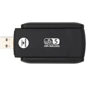 COMMANDO Wireless USB Network Adapter, 1300Mbps Transmission Rate, 20dBm Transmit Power, Dual Internal Antenna, Supports 64/128-bit WEP, For Desktop / PC, Wider Coverage, Black | AIR-WA1300