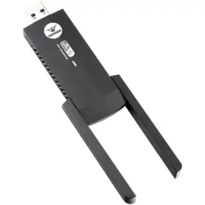 COMMANDO Wireless USB Network Adapter, 1800Mbps, 20dBm, Dual Antenna, 64/128-bit WEP, Desktop/PC, Wifi 6, Black | AIR-WA1800AX