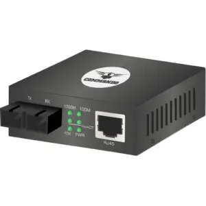 COMMANDO MC-GSMDF-25K LightningFIBER 1GE Media Converter, Single Mode, Dual Fiber, 1310nm, 25KM, MC, 1000Mbps Data Transferring Speed, Extend Network Distance Up to 25km, Black | MC-GSMDF-25K