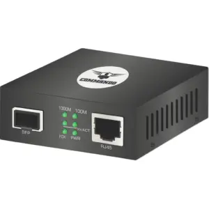 COMMANDO LightningFIBER 1GE Media Converter, SFP, 1GBASE-LR/1GBASE-SR, 1000Mbps Data Transferring Ethernet, Network Distance Up to 100 Km, Plug and Play, Black | MC-1G+1SFP