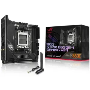ASUS ROG STRIX B650E-I GAMING WIFI AM5 Mini-ITX Motherboard, AMD B650 Chipset, 2 CH 2x DDR5 DIMM, 64GB Max Memory, Wi-Fi 6E/2.5Gb Eth/ BT v5.2, 1x PCIe 5.0 x16, 1xHDMI, 1xUSB3.2 | 90MB1BI0-M0EAY0