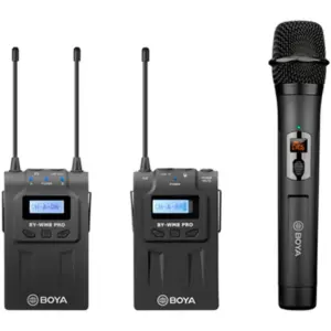 Boya UHF Dual Channel Wireless Microphone System, 100m Operating Range, 48 Selectable UHF Channels, Broadcast Quality Sound, Compatible With Cameras / Camcorders, Black | BY-WM8 Pro-K4
