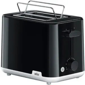 Braun Breakfast - Toaster HT1010-BK, 2 Slots, 8 Browning Settings, 4 Way Protection, Bun Warmer, 900 Watts, Black | HT 1010 BK