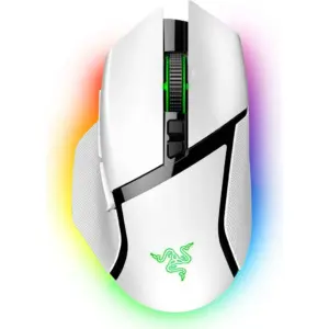Razer Basilisk V3 Pro USB Wireless Optical Gaming Mouse, 30K DPI Optical Sensor, Chroma RGB Lighting, HyperScroll Tilt Wheel, 750 IPS Speed, 11 Programmable Buttons, White | RZ01-04620200-R3G1