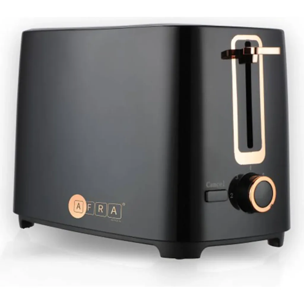 Afra Japan Electric Breakfast Toaster, 700W Power, 2 Slots, Removable Crumb Tray, Polished Plastic Body, G-Mark / ESMA / RoHS / CB, Black Finish | AF-100700TOBL
